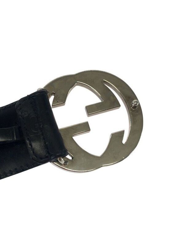 Guccissima Interlocking Black Silver Leather Belt Buckle main image 9